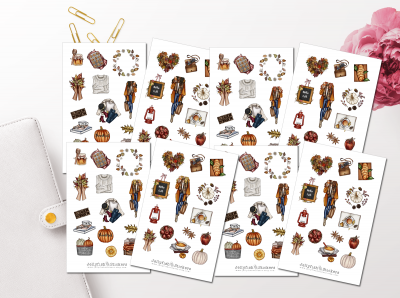 Herbst Mädchen Sticker Set